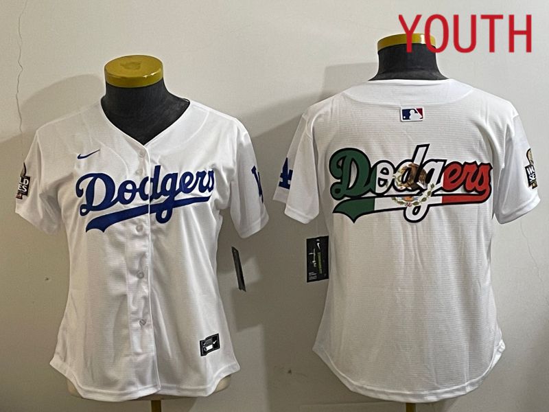 Youth Los Angeles Dodgers Blank White Game 2024 Nike MLB Jersey style 112112->youth mlb jersey->Youth Jersey